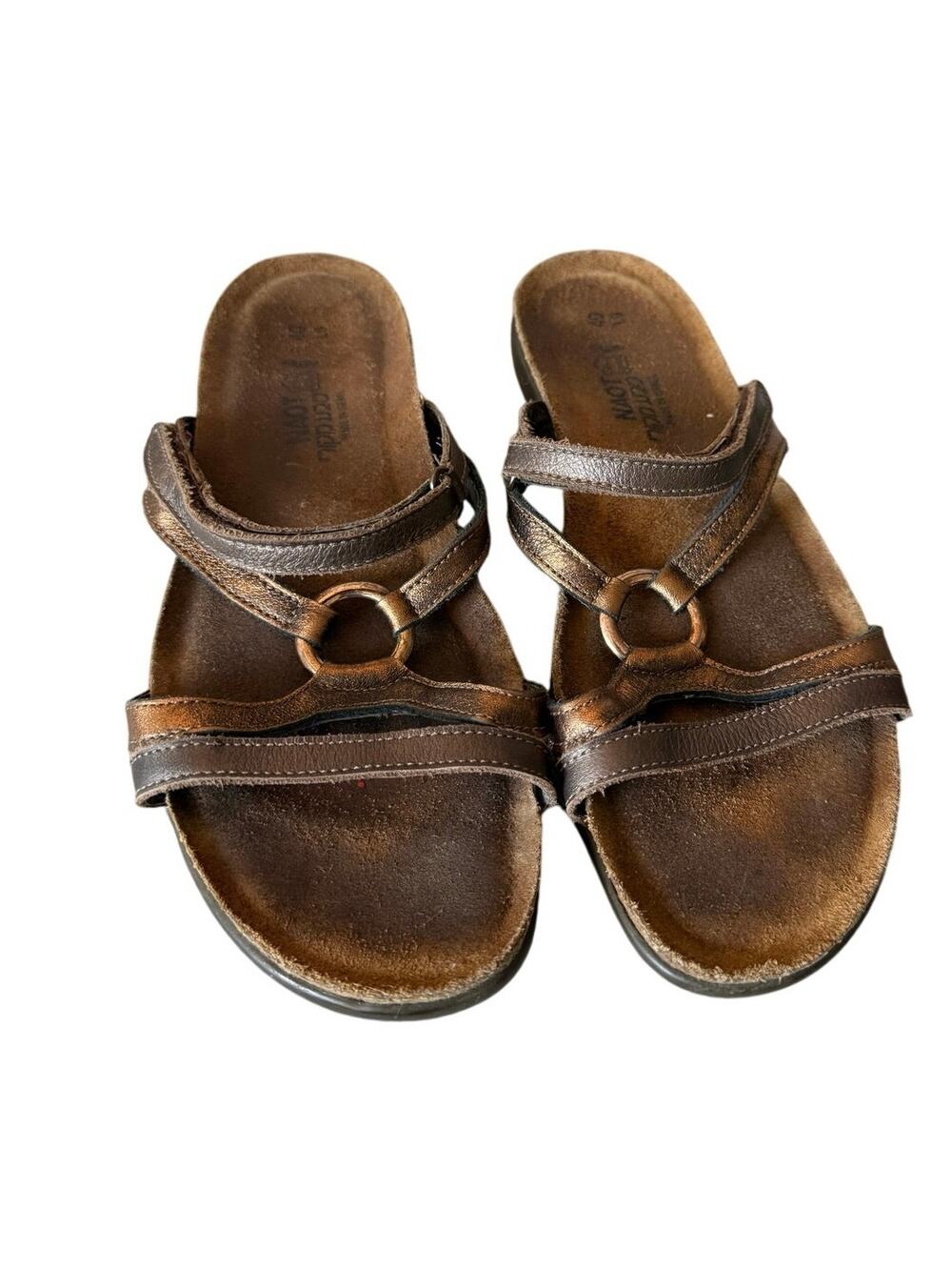 Naot Sz 9 Carmen Copper Sandals Brown Leather Comfort Summer Beach Boho GUC